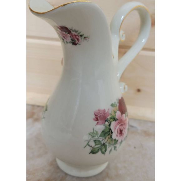Vintage Formalities by Baum Bros. Rose Pitcher Trimmed with Gold - Picture 2 of 6